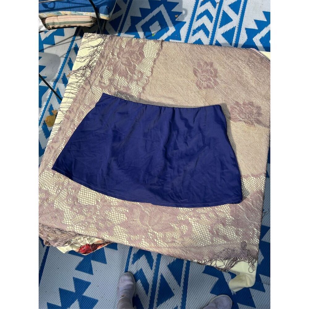 Swim Skirt M Blue Solid with Built-in Briefs​
